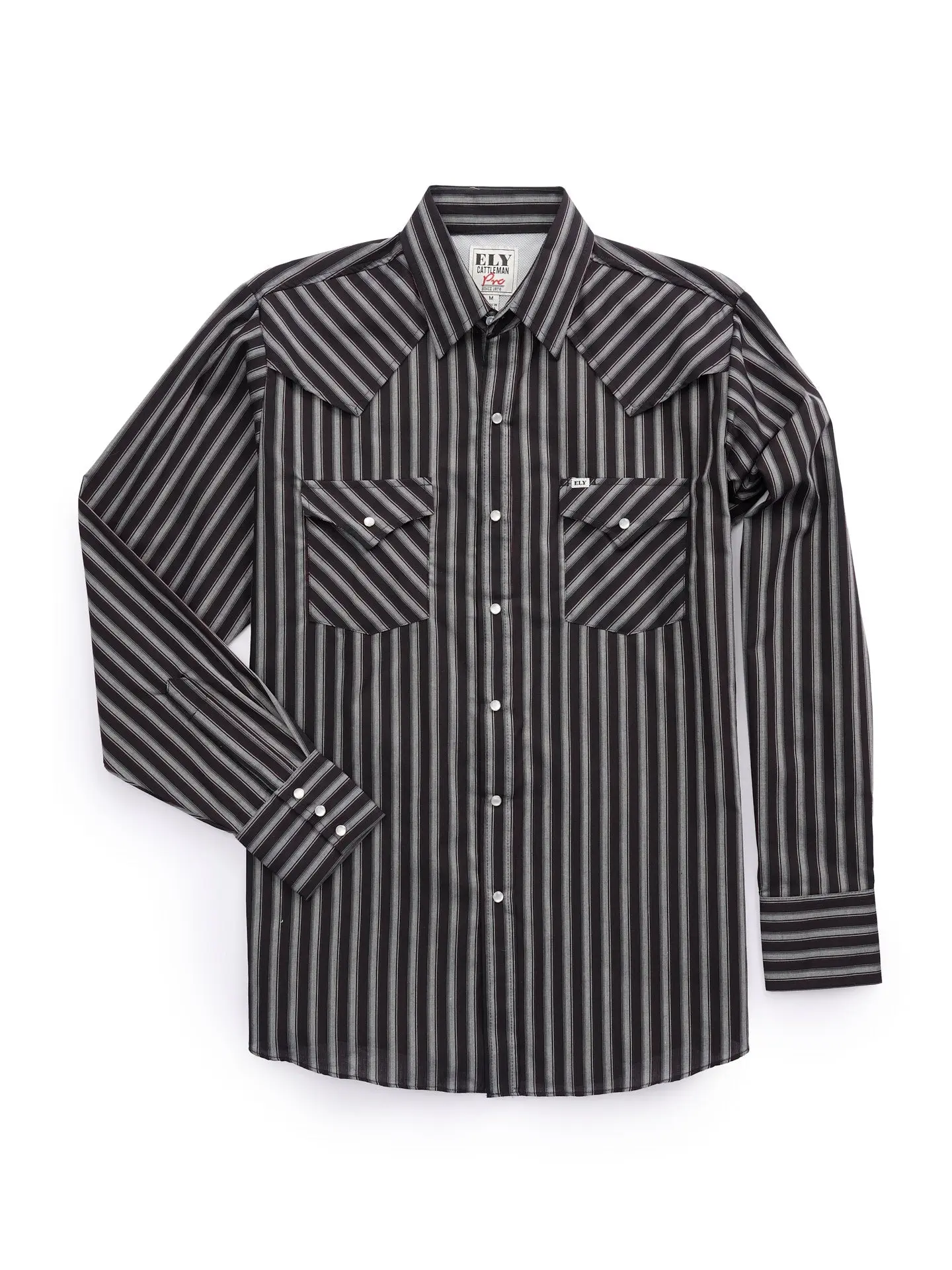 Men's Ely Cattleman Pro Long-Sleeve Striped Vented Western Shirt, Menswear with Mesh Panels and Pockets