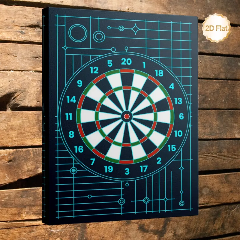 1 Piece Framed Dart Canvas Wall Art - Modern Minimalist Dart Game Decoration, with Numbered Score Zone (1-20), Red/Blue Target - Ready-to-hang framed poster, suitable for game rooms, boy's dens, living rooms, offices, bars - Perfect gift for dart players