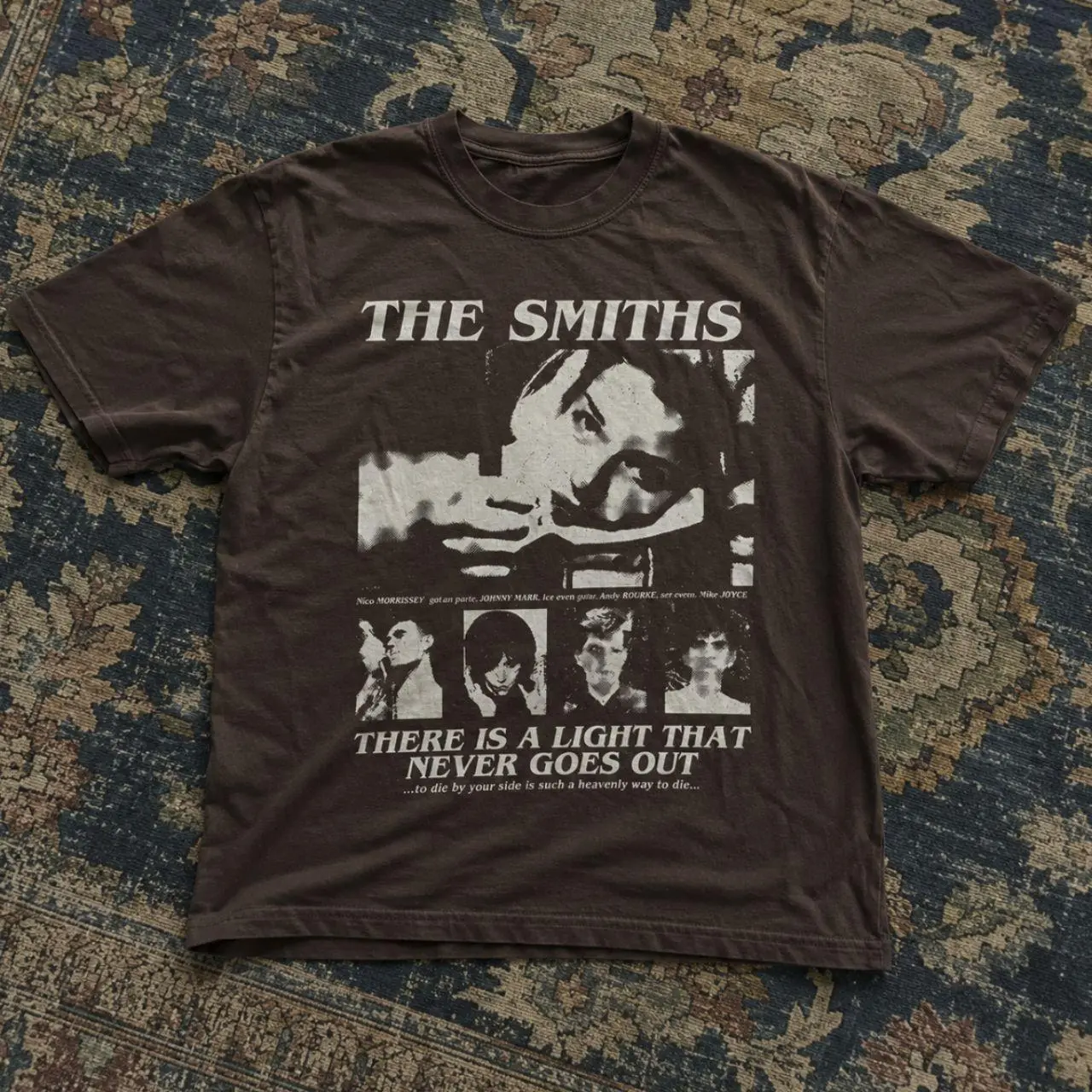The Smiths "There Is A Light That Never Goes Out" Band T-Shirt - Vintage Faded Brown Indie Rock Graphic Tee, Post-Punk Unisex Top