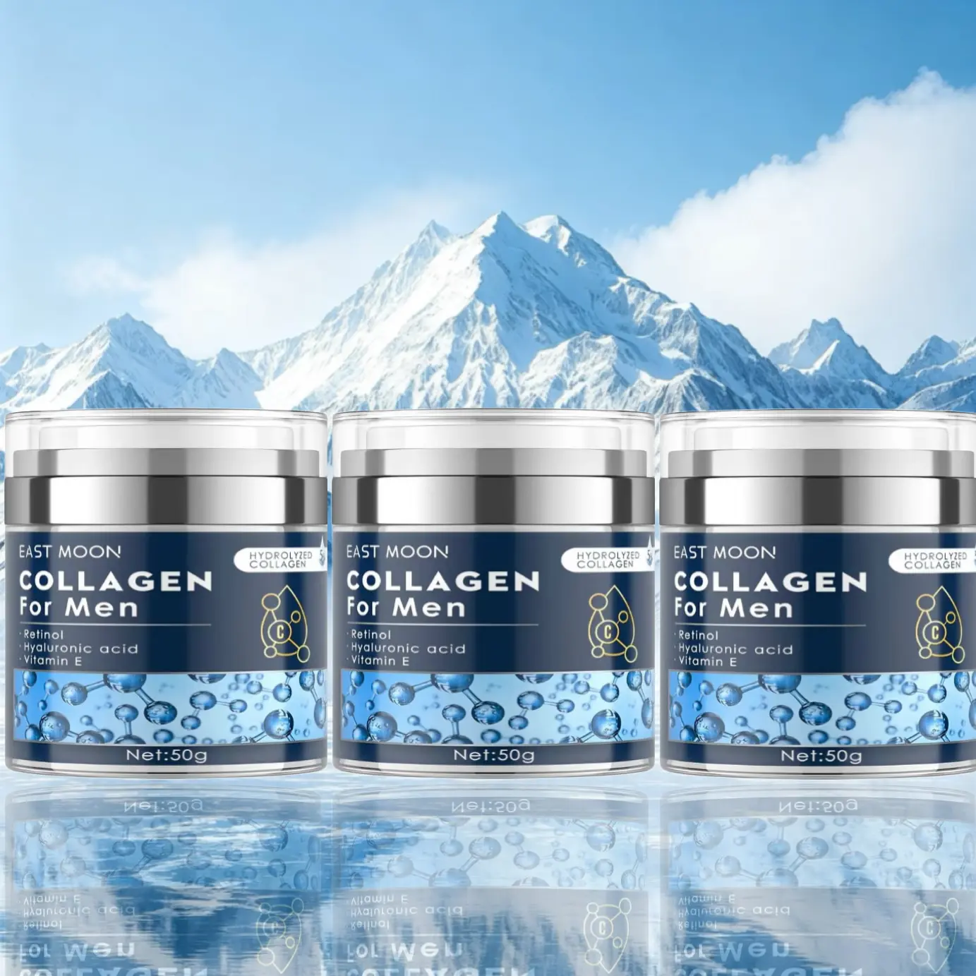 3-Bottles Collagen Men's Anti-Aging Wrinkle Cream, Men's Face Moisturizer Cream 50g, Skin Firming and Tightening Lotion, Firming Hyaluronic Acid Moisturizer Fathersdaygift east moon men
