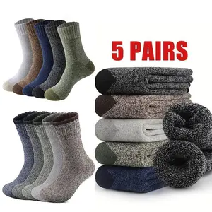 5 Pairs Men's Mid-calf  Socks  Soft  Knit Round Toe Socks