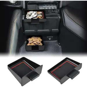 2PCS Center Console Storage Drawer for Dodge RAM 1500 2500 3500 2019-2026 Accessories,ABS Plastic Cubbies Insert Organizer Tray Extra Storage Box with Mat,Only Fit Models with Storage Cubby