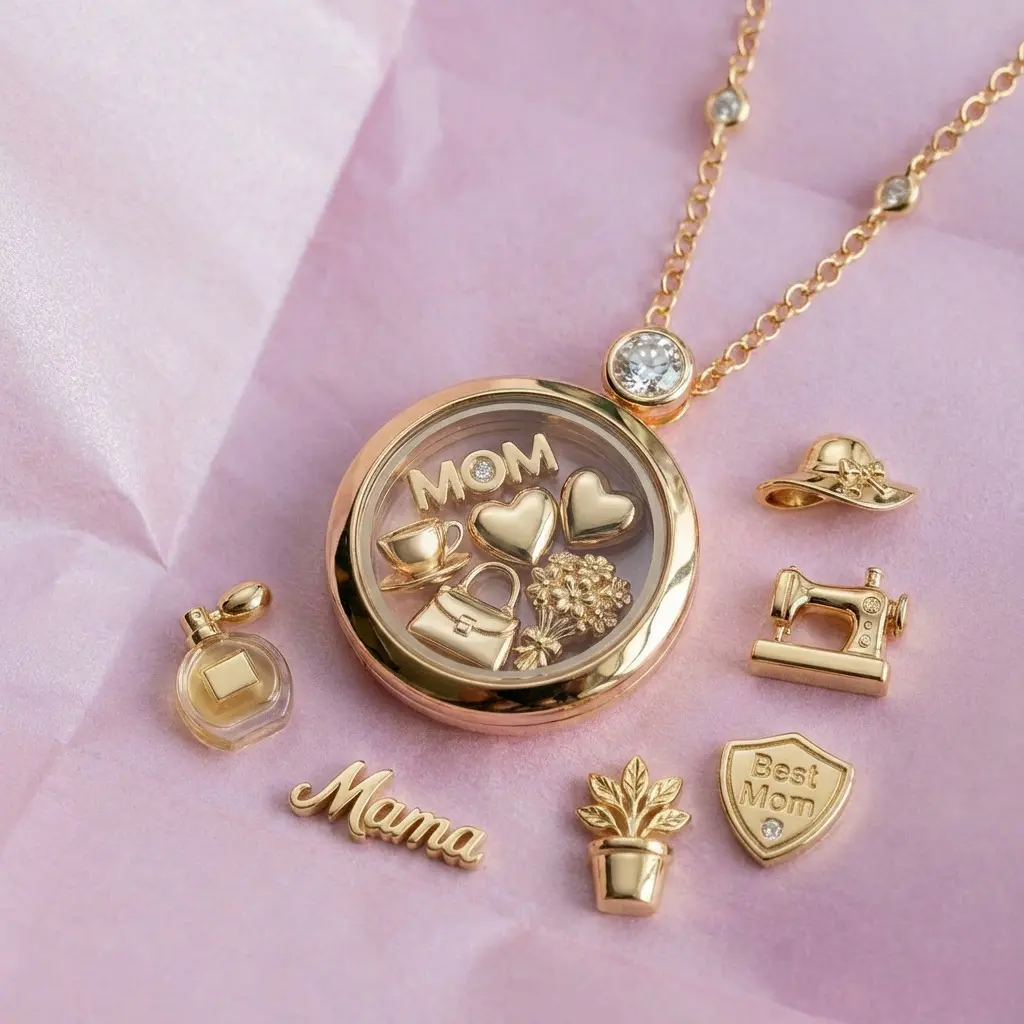 European Style Heart Locket Necklace, 18 Karat Gold Plated Copper Photo Pendant for Women, Crystal Embellished Openable Gift Idea, Accessory Necklace, Openable Locket, Copper Plated, Gift Ideas, Customized Gift