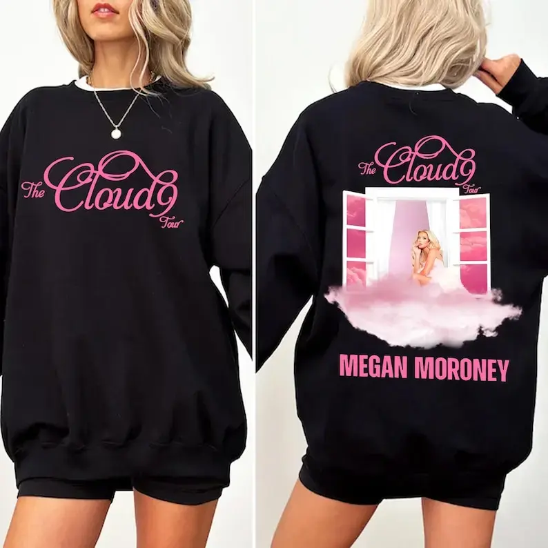 Megan Moroney Cloud 9 Tour, Country Music Concert Shirt Design, Pink Cloud Aesthetic Western Graphic