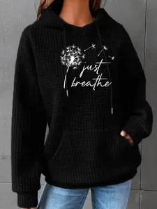 Women's Trendy Hooded Sweatshirt with Dandelion Print, Long Sleeve Pullover with Pocket, Fall & Winter Casual Top, Sweater