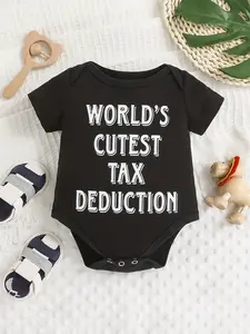 Black Unisex Baby Short Sleeve Onesie, World’s Cutest Tax Deduction Funny Parent Humor Newborn Cotton Bodysuit