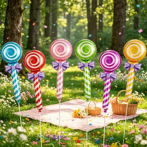 8pcs/20pcs Candy Theme Handheld Aluminum Foil Balloons, Blue Rose Colors, Party Decorations for Kids Birthday, Halloween, Christmas