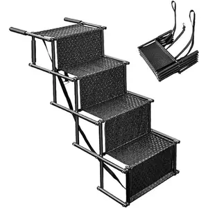 Folding Dog Ramp for Car SUV & Truck – Anti-Slip Pet Stairs, Portable 4-Step Ladder for Small & Large Dog