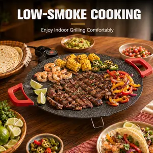 portable electric korean bbq grill，Adjustable Temperature Electric Skillet Pan， nonstick griddle，1500w portable electric，portable electric comal，korean bbq grill，korean bbq grill，non-stick grill pan，indoor grill，electric griddle,small electric grill