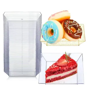 3.6-inch square plastic disposable plates, food-grade snack plates set for appetizers, desserts and tasting. Ideal for weddings, Thanksgiving, Christmas, birthday parties and holiday celebrations.