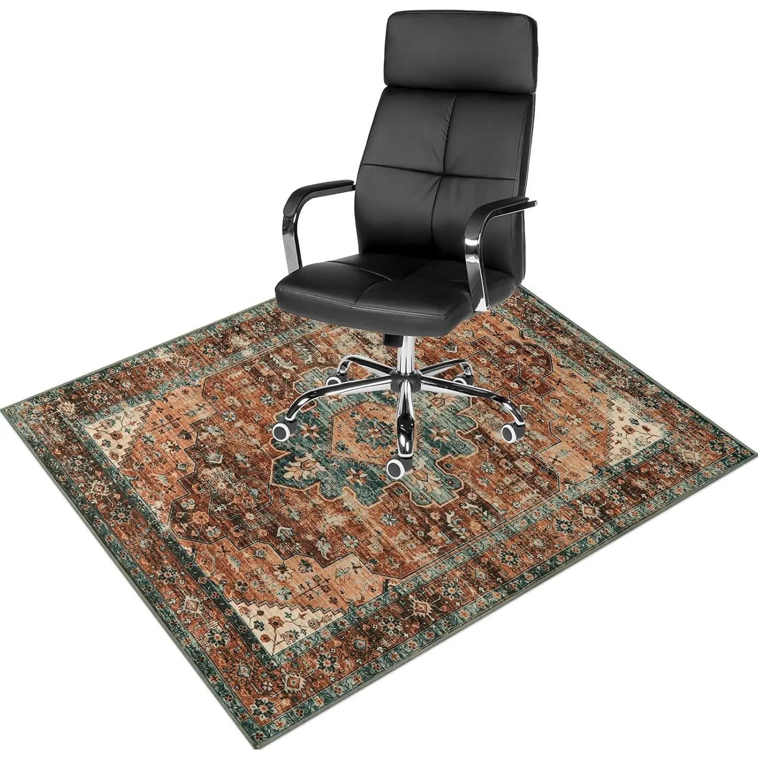 48''x60''Chair Mat for Hardwood Floor/Tile Floor,Desk Chair Hard Floors,Under Desk Rug Protector Rolling Chair,Computer Gaming Mat,Low Pile Carpet Floor Mat,Brick Red/Dull Teal
