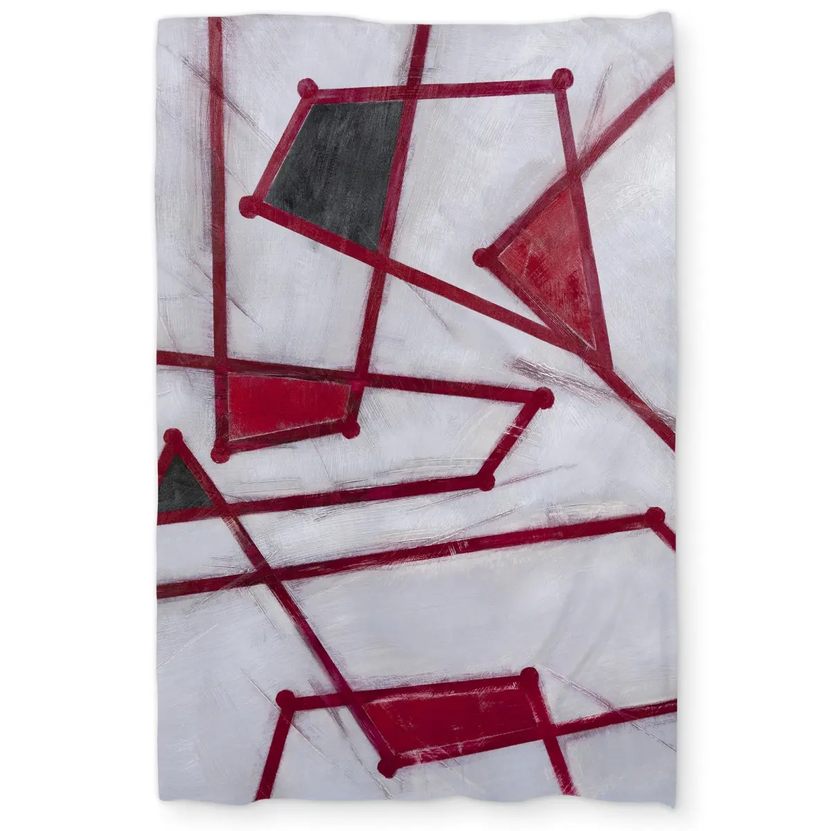 360 stand Twin Extra Long Duvet Cover - Microfiber Cloth, Modern Contemporary Style, Red Outlined Shapes Printed Face, Machine Washable Home Decor Bedding, Color-Accented Duvet Covers, Dual-Color Duvet Covers