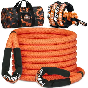 Kinetic  Rope 1" x 20' (48,000lbs)+2 Soft Shackles Heavy Duty Kinetic Tow Rope for  ATV UTV SUV Offroad  Kit