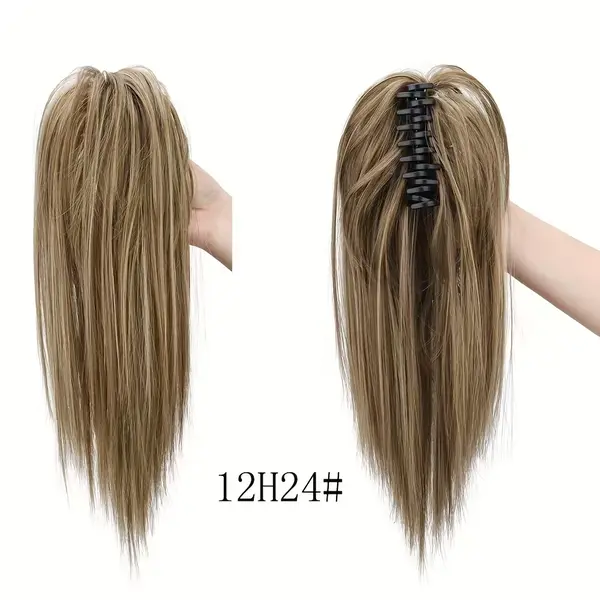 High-Quality 14 Inch Straight Claw Clip Ponytail, Synthetic Ponytails, Soft Synthetic Fiber, Premium Synthetic Soft Hairpieces for Parties and Daily Use, Multiple, Synthetic Extensions