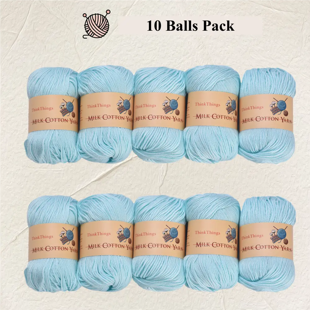 THINKTHINGS Soft Acrylic Yarn for Crocheting & Knitting, Bulk Pack of 10 Balls (17.6 oz), Light Blue Yarn for Beginners, Soft Yarn