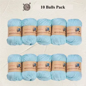 THINKTHINGS Acrylic Yarn for Crocheting & Knitting Bulk Pack of 10 Balls 17.6 Ounces Light Blue Yarn Perfect for Beginners