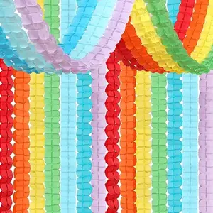 Rainbow RedOrange GreenBlue Purple Streamers Garland 12pcs Colorful Theme PartyDecorations4Leaf Clover Paper Streamer Banner Boy Girl Birthday Supplies Baby Shower Wedding Decor Ouruola
