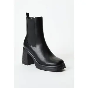 JUST FAB Women Chelsea Bootie Chunky Block Heel  Slip on Elastic Ankle Booties
