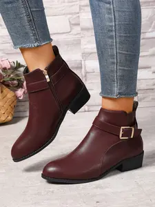Women's Classic Short Boots, PU Material, Comfortable Fashion Shoes, Casual Wear Perfect Choice, Pointed Toe, Ankle Height, Spring & Fall, Footwear
