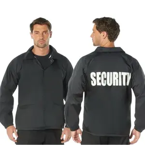 ROTHCO Lined Coaches Security Jacket - Black Nylon Fleece Lined for Cold Weather - Snap-Up Front & Elastic Cuffs - ISO Certified Adult Men's Uniform Coats Menswear
