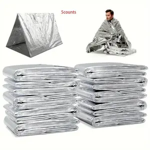 Emergency Blanket, 5/10/20pcs Double-sided Waterproof & Warm Sleeping Bag, Camping & Hiking & Outdoor Rescue Gear, Outdoor Mylar Blanket