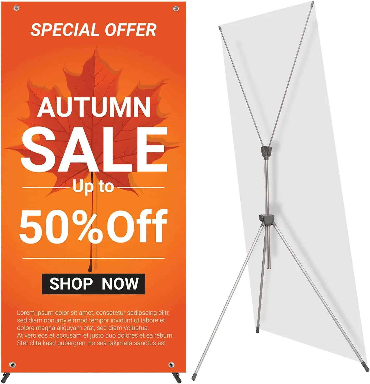 2 Pack Adjustable Reinforced Aluminium X Banner Stands, Easy Install, Fits 23x63 to 32x78 In Banners, Indoor-Business Use, With Travel Bags