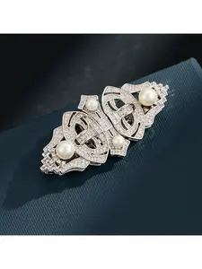 High-end men's lapel button dual-purpose brooch with freshwater pearl detachable pin, new classic and luxurious clothing accessory brooch