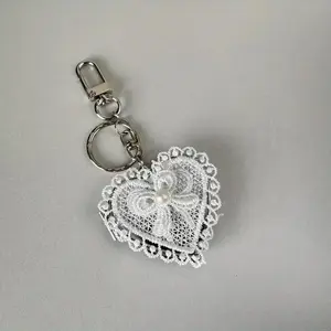 Korean Style Lace Bow Mirror Pendant Keychain Vintage Cute Bag Decoration Durable Design Perfect Birthday Gift for Women