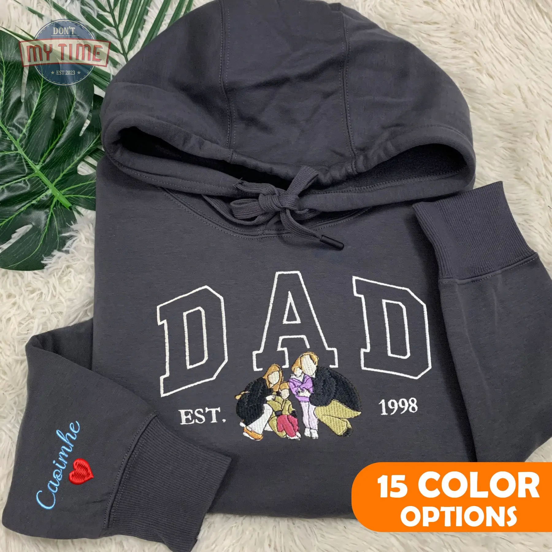 Custom Dad Portrait With Photo Shirt Embroidered Dad Sweatshirt Personalized Dad Hoodie Father's Day Gift With Photo Shirt New Dad Gifts