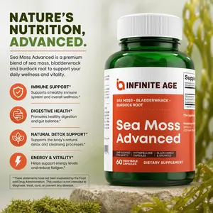 INFINITE AGE 1250mg Sea Moss Advanced Superfood Capsules, 60 Count - High-Potency, Vegan, Made in The USA - Irish Seamoss, Bladderwrack, Burdock Root -...