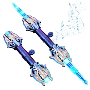 Double-edged telescopic laser sword children's toy boy cool luminous sword flashing glow sticks color lighting special effects music boy toy.