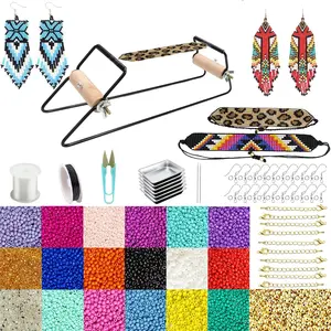 Bead Loom Kit for Making Beaded Bracelets Earrings Belts, Includes 17250 3mm 18 Colors Seed Beads, 150m Clear String, Beading Trays, Needles, Instruction for DIY Boho Jewelry