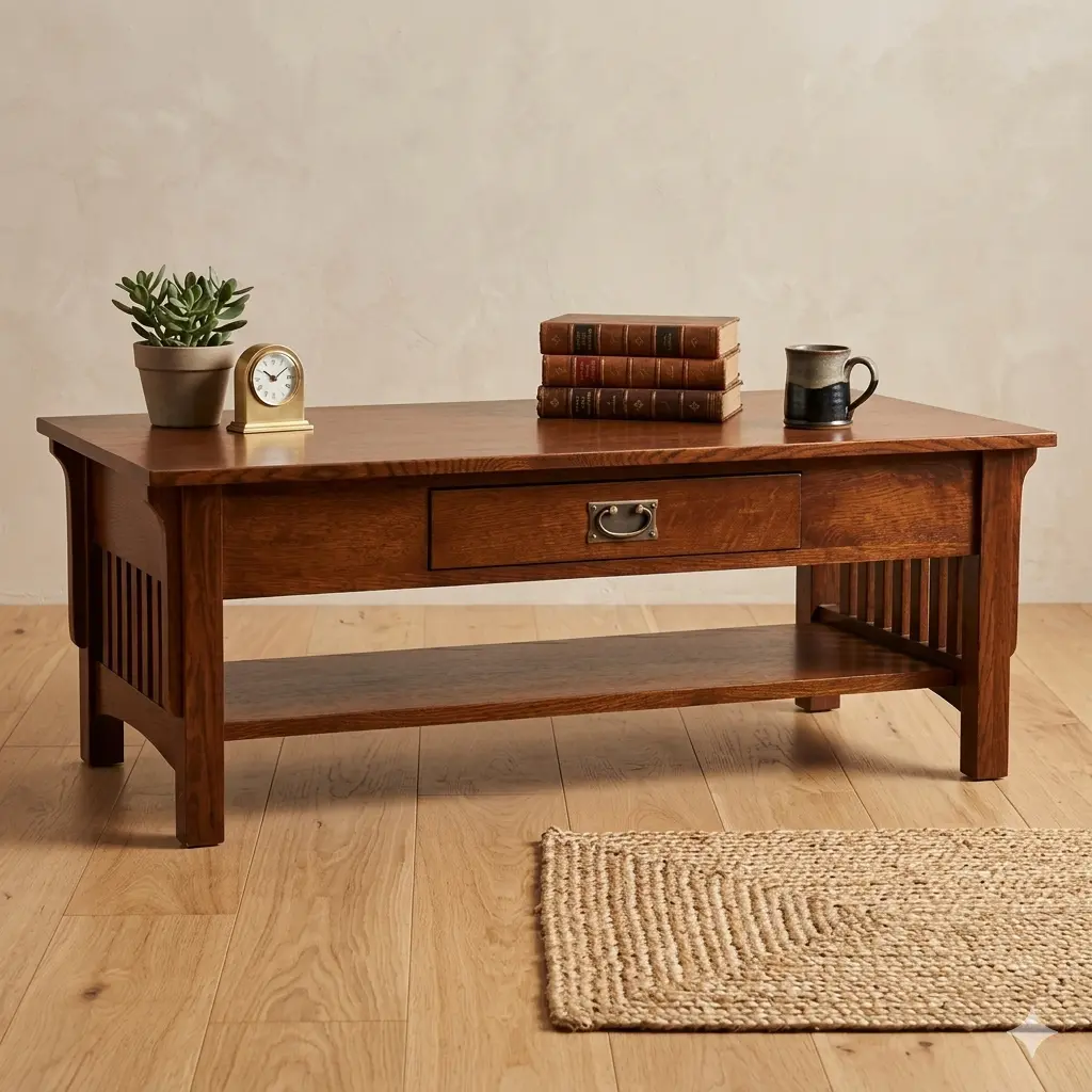 Crafters and Weavers INC Michael's Cherry Wood Coffee Table - Indoor Furniture, Living Room Table, Handcrafted Home Decor for Arts Enthusiasts