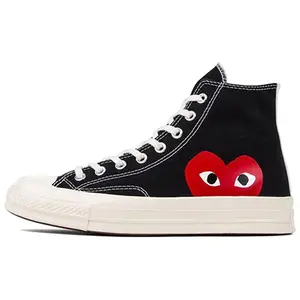 Comme des Garçons Play x Chuck 70 High 'Black' 2015 - Round Toe Laces All Seasons Trainer Sneaker for Running & Casual Wear