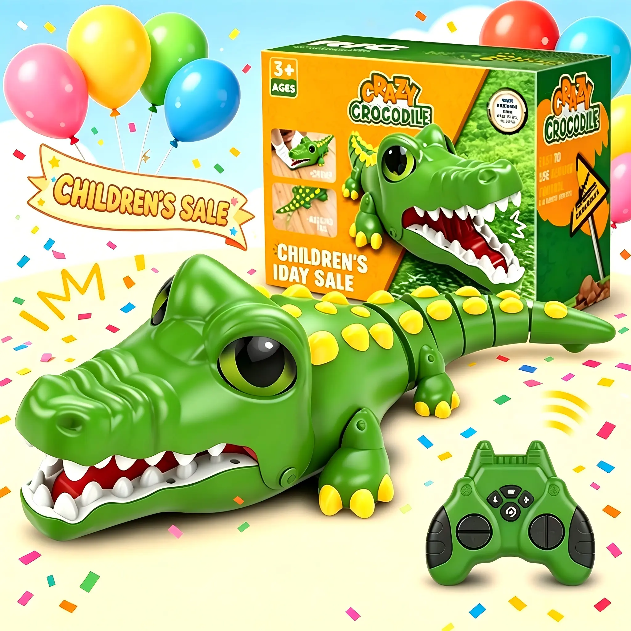 2.4GHz Rechargeable Remote Control Crocodile Robot Toy - Realistic Biting, Roaring Sounds, Unisex Prank Toy for Kids, Halloween/Birthdays Gift
