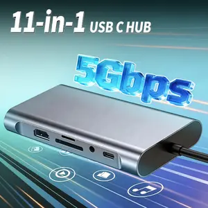 11-in-1 USB C HUB,Multiport Adapter with 4K HDMI,78W PD,USB 3.0 5Gbps Ports,SD/TF Card Reader,USB-C Dongle for Office,Meetings,Travel & Home Setup