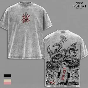 Minato Namikaze - NRT Anime Graphic Tee Vintage Washed Shirt Unisex Streetwear Fourth Hokage Anime Shirt Kurama Nine Tails Tee Naruto Anime Clothing Gift for Anime Lovers Fans 9DD