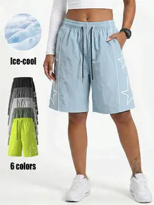 Womens 8" Workout Straight Bermuda Shorts for Girls High Waist Wide Leg Sweat Short with Pockets Fashion Stretch Lounge Comfy Joggers Gym Lounge Walking Womenwear