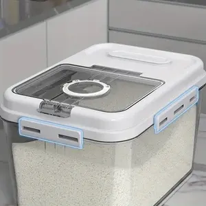 2 Sizes Food Storage Containers Set - 10.8L & 7.8L, PET Square Flip Top Rice Canister, Reusable, Insect & Moisture Proof, Hand Washable, Sealable Grain Dispenser, Leakproof Airtight Containers for Kitchen Pantry Organization