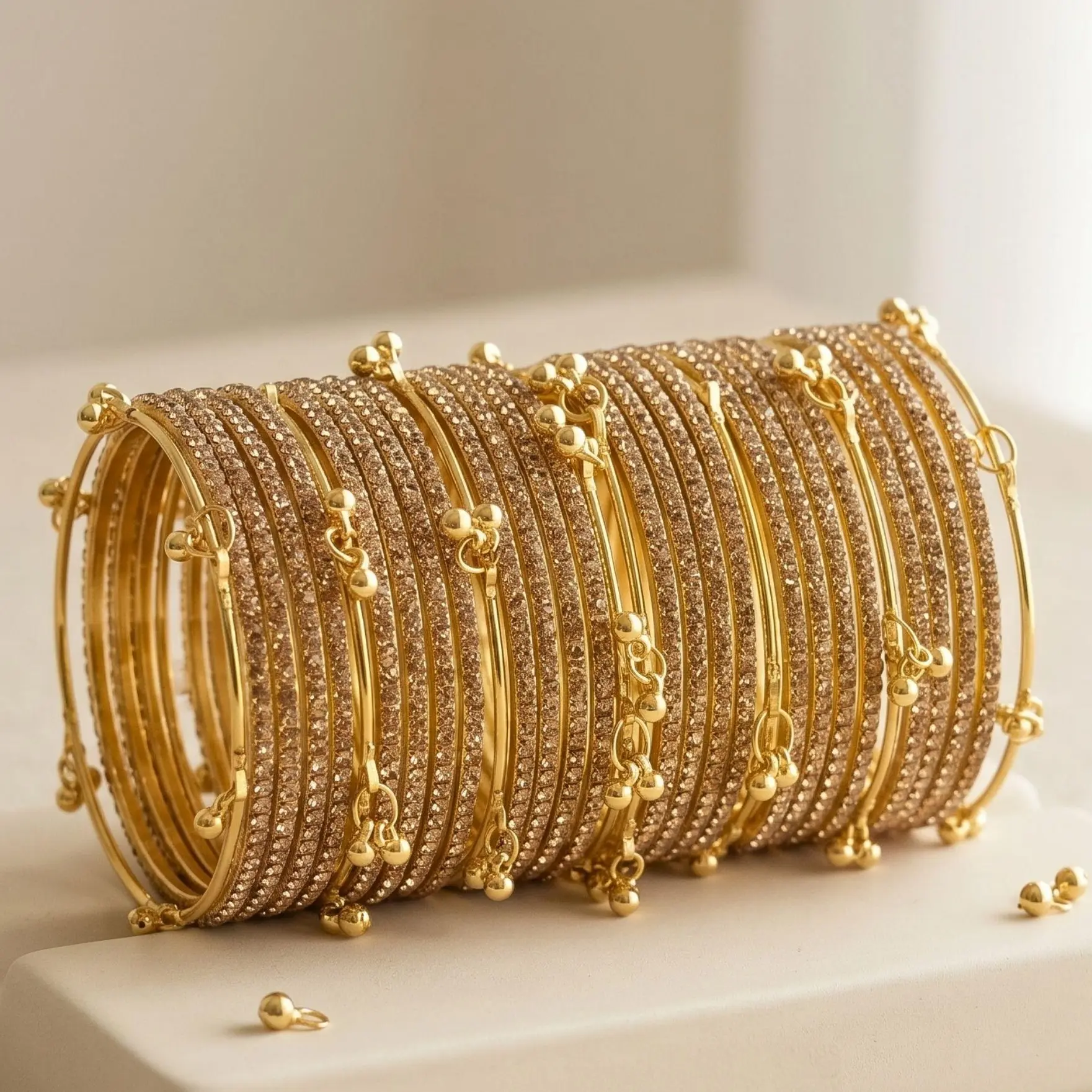 Ghungroo with AD Bangles 32Pcs Set, Indian Wedding Jewelry Ghungroo with AD Bangles 32Pcs Set, Indian Wedding Jewelry
