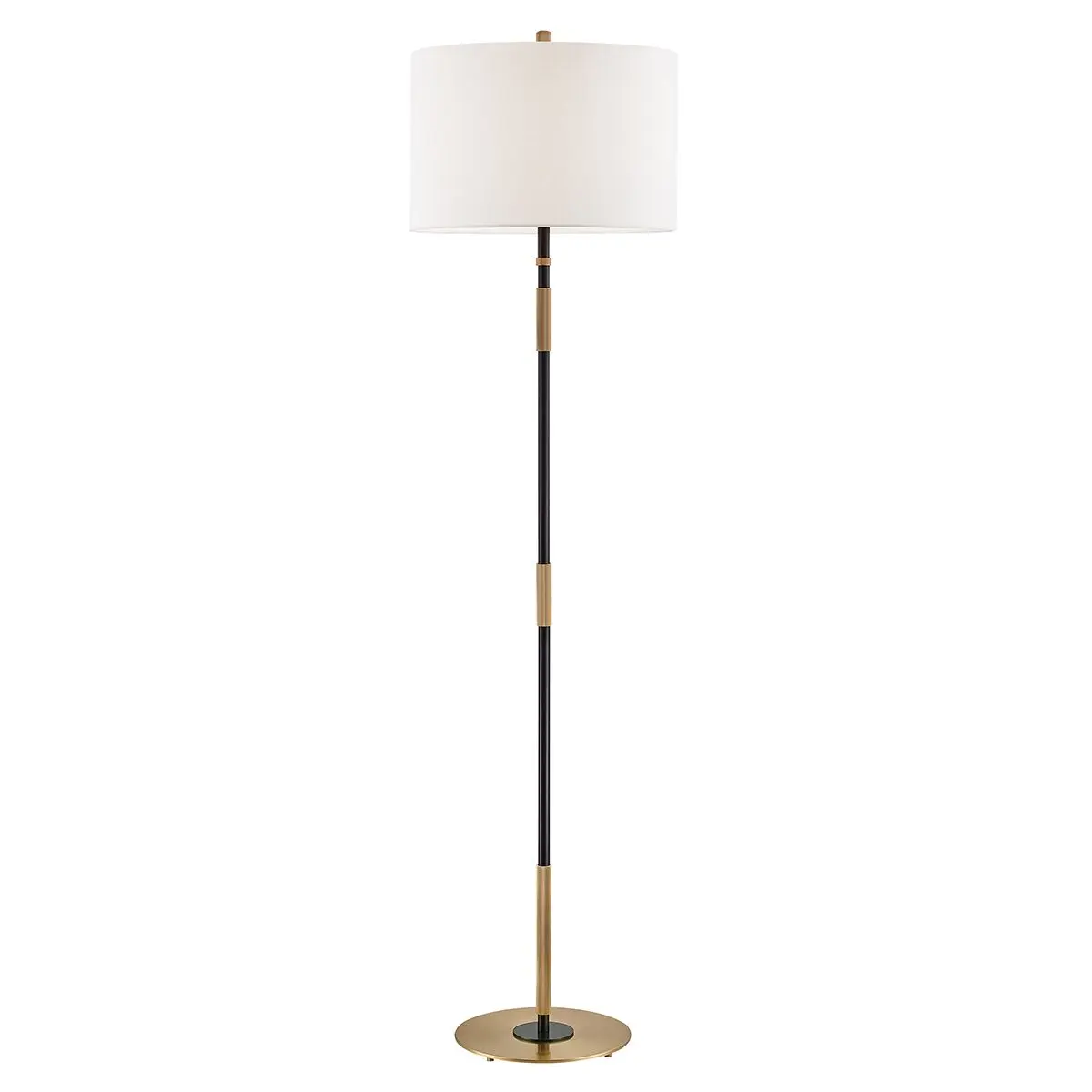 Bowery Floor Lamp With Aged Old Bronze Tubular Stem And White Linen Shade