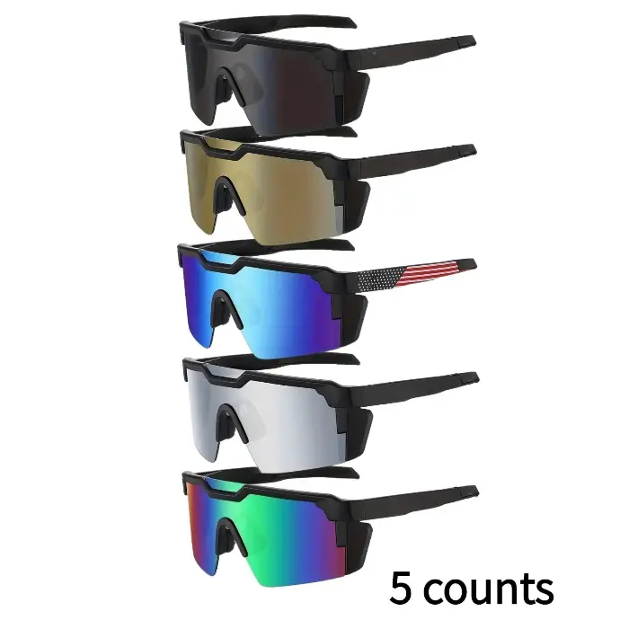 Women's Wraparound Sunglasses, 5-Pack Outdoor Sports Glasses with UV Blocking, Wind Resistant for Cycling, Hiking