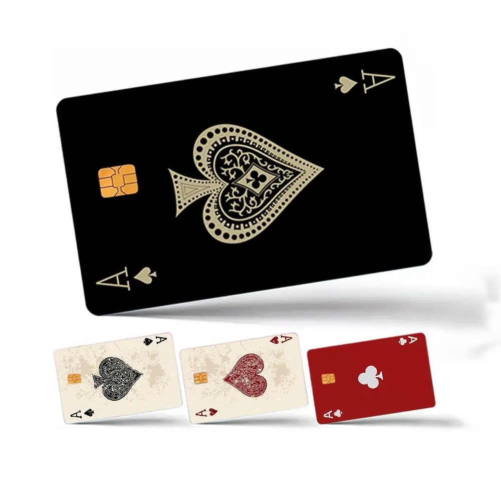 Poker Designed Creative Card Skin Sticker, 4 Counts/set Skin Vinyl Sticker, Bank Card Skin Protector, Card Skin Decal, Card Skin Cover