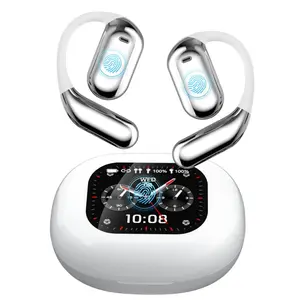Open Ear Bluetooth 5.4 Ear-Hook Headphones with LED Display, IPX5 Waterproof Sweatproof Wireless Earbuds, Long Endurance Sports Earphones with Mic for Gaming, Calls, Workout, Office & Study