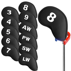Golf Iron Head Covers Magnetic Soft Protection Printed Numbers Value Set, Durable Neoprene Headcover for Irons, Lightweight in Blue Black Pink for Men Women