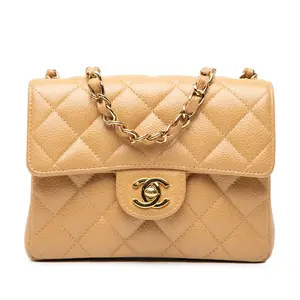 Pre-owned CHANEL Calfskin Shoulder Bags Mini Matelasse Caviar Skin Shoulder Bag