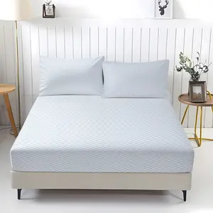 Striped printed fitted sheet, including 1 flat sheet and 2 pillowcases, with anti-slip and dustproof cover, suitable for bedrooms and guest rooms, perfect for personal use or as a gift