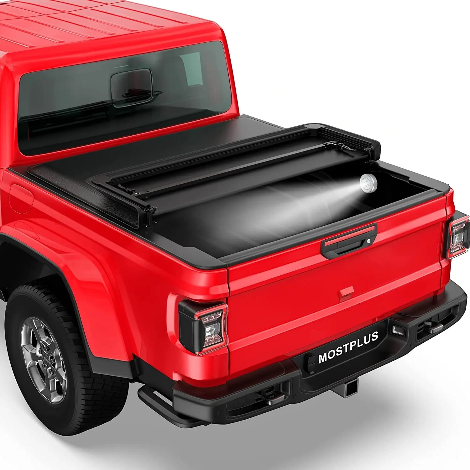 MOSTPLUS 5FT Tri-Fold Soft Tonneau Cover For 2020-2026 Jeep Gladiator Truck Bed Without Utility Track System