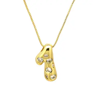 0-9 Numbered Double-Sided Copper-Inlay Zircon Pendant with Box Chain, Artificial Gemstone Jewelry for Female Birthday Memorial Graduation Gifts