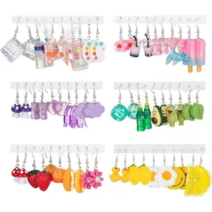 30 Pairs of Quirky and Cute Clip-On/Pendant Earrings for Children, Bear, Mushroom, Fruit, Flower Pendant Earrings